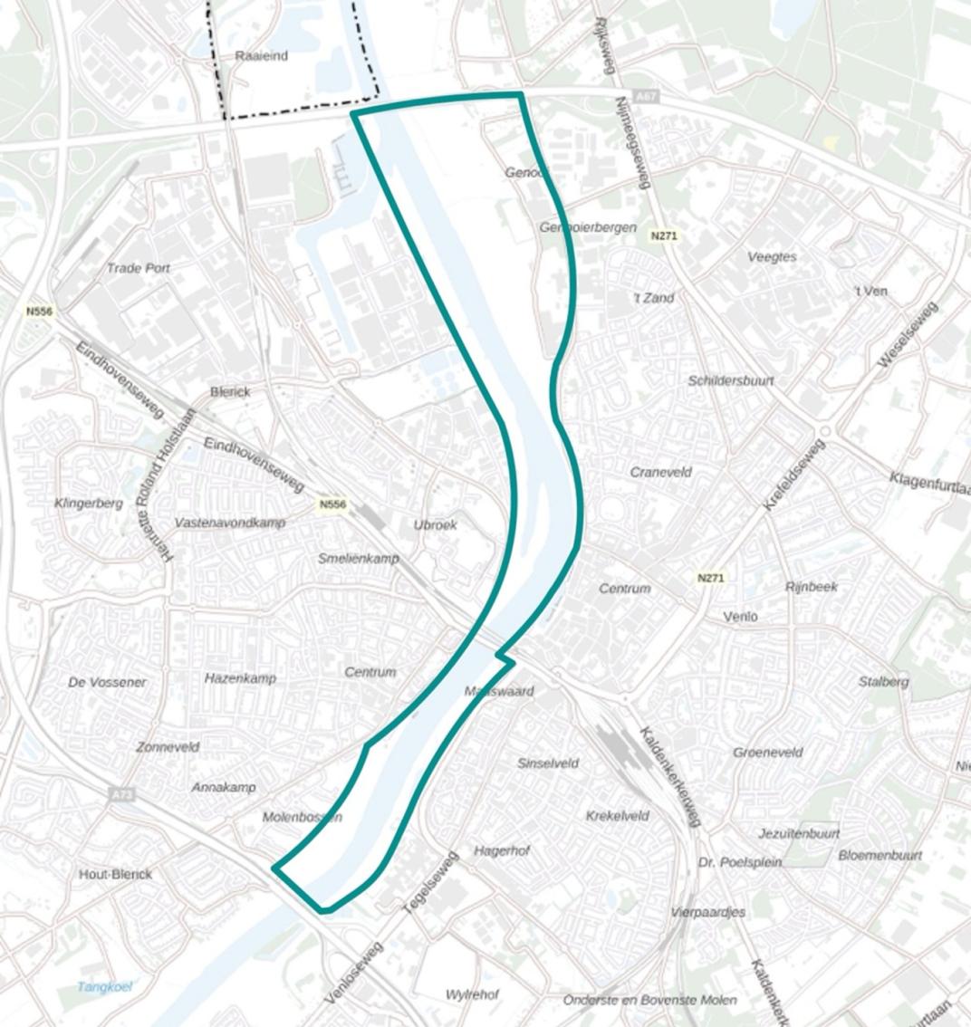 Locatiekaart uiterwaarden Venlo-Blerick